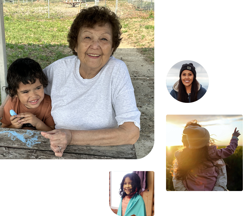 Collage of photos of happy women and children.